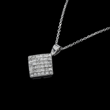 14K White Gold Square Invisible Set Cluster Pendant Necklace | 0.75 ctw. Princess-Cut Diamond