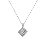 14K White Gold Square Invisible Set Cluster Pendant Necklace | 0.75 ctw. Princess-Cut Diamond