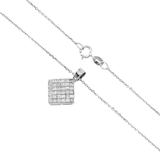 14K White Gold Square Invisible Set Cluster Pendant Necklace | 0.75 ctw. Princess-Cut Diamond