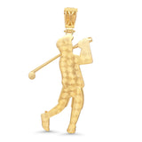 14K Yellow Gold Golden Swing Golf Pendant | 8.50 Carat Round-Cut Diamond