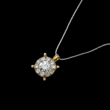 14K Yellow Gold Round Halo Solitaire Pendant Necklace | 1.50 ctw. Round-Cut Diamond