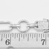 14K White Gold Rectangle & Circle Link Round Diamond 1.88 ctw. Bracelet