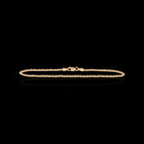 Pulsera de cuerda semirrígida de oro amarillo de 10 quilates y 1,45 mm