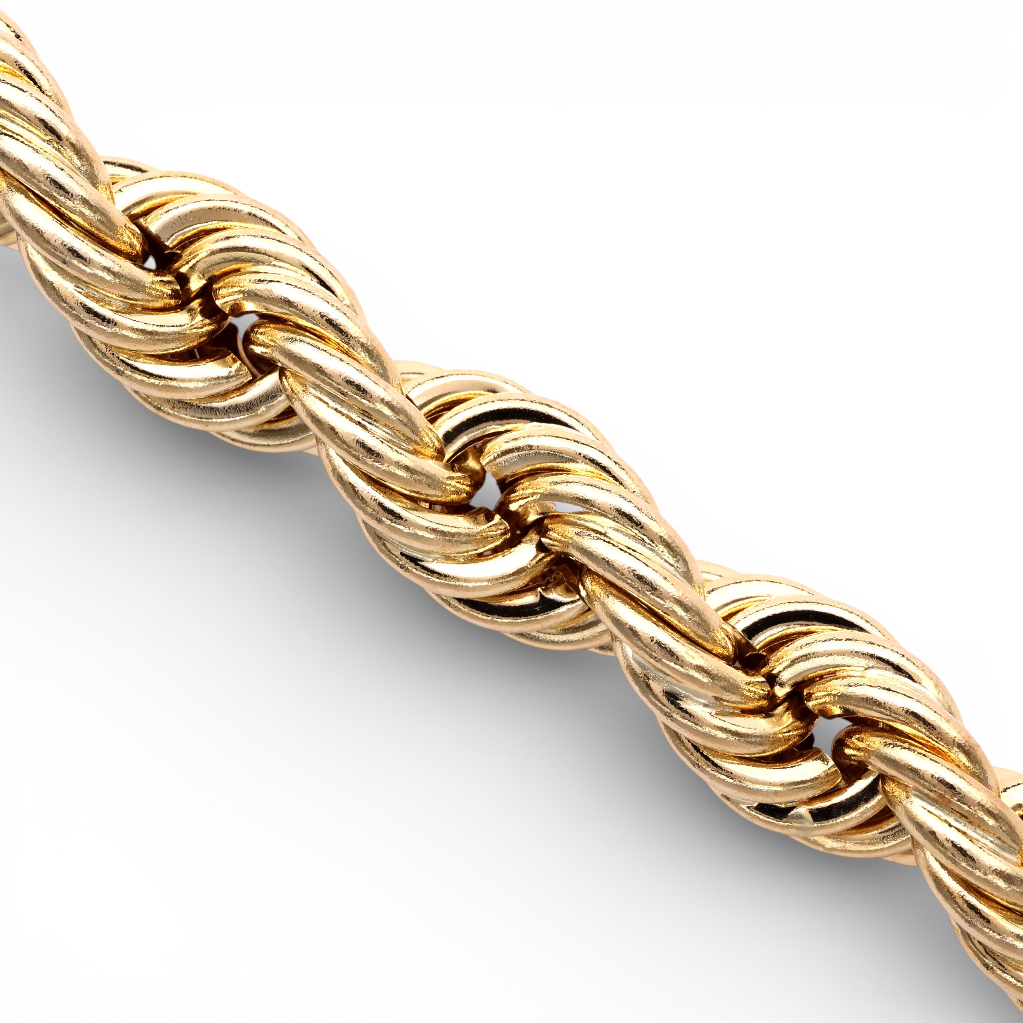 Pulsera de cuerda semirrígida de oro amarillo de 10K, 7.30 mm