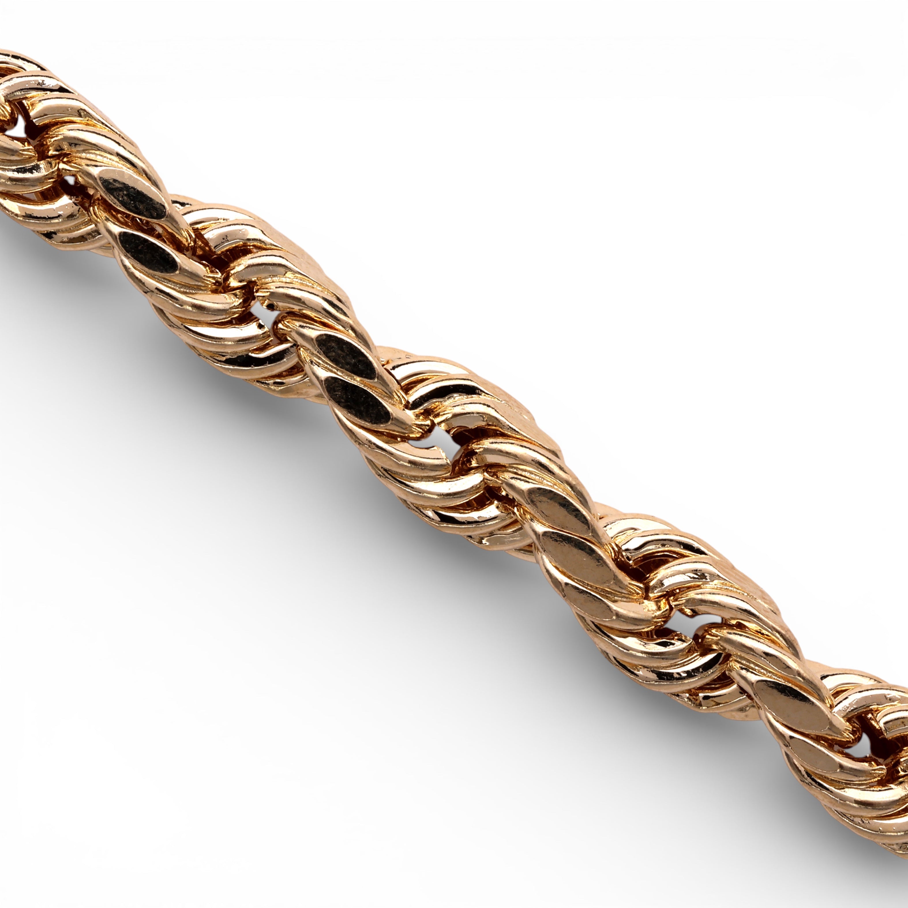 Pulsera de cuerda semirrígida de oro amarillo de 10K y 4.69 mm