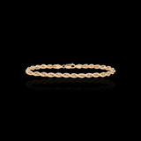 Pulsera de cuerda semirrígida de oro amarillo de 10K y 3,65 mm