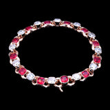 14K ROSE GOLD INFINITY RED SAPPHIRE BOX 12.16 CTW. DIAMOND BRACELET