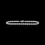 10K White Gold Semi Solid Pill Link Bracelet 3.80 mm