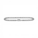 10K White Gold Semi Solid Pill Link Bracelet 3.80 mm