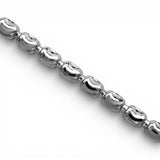 10K White Gold Semi Solid Pill Link Bracelet 3.80 mm