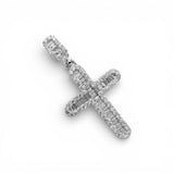 Colgante de cruz con diamantes en halo de oro blanco de 14 quilates y 2,79 quilates
