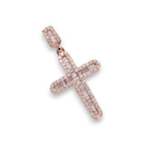 Colgante de oro rosa de 14 quilates con cruz de halo y diamante de 2,79 quilates