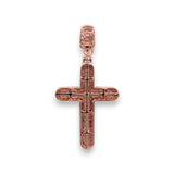 Colgante de oro rosa de 14 quilates con cruz de halo y diamante de 2,79 quilates