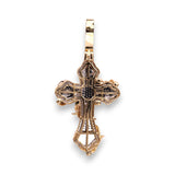 Colgante de cruz con diamantes "Thorne Roses" de oro amarillo de 14K y 1,16 quilates