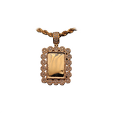 14K Yellow Gold DogTag Cluster Memory Picture Frame Charm 2.98 ctw. Round Diamond Pendant