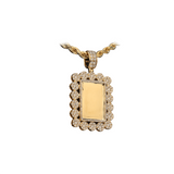 14K Yellow Gold DogTag Cluster Memory Picture Frame Charm 2.98 ctw. Round Diamond Pendant