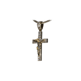 14K Yellow Gold Crucifix Jesus Cross Charm 6.18 ctw. Emerald Cut Diamond Pendant