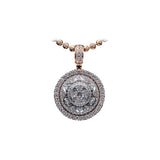 14K Rose Gold Halo Custer Prong Set Round Charm 4.38 ctw. Round Diamond Pendant