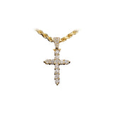 14K Yellow Gold Ladies Prong Set Cross Charm 3.48 ctw. Round Diamond Pendant