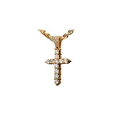 14K Yellow Gold Ladies Prong Set Cross Charm 3.48 ctw. Round Diamond Pendant