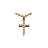 14K Yellow Gold Ladies Prong Set Cross Charm 3.48 ctw. Round Diamond Pendant