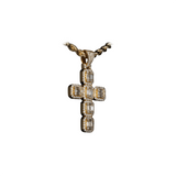 14K Yellow Gold Halo Square Cross Charm 6.03 ctw. Baguette & Round Diamond Pendant