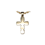 14K Yellow Gold Halo Square Cross Charm 6.03 ctw. Baguette & Round Diamond Pendant