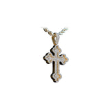 14K Yellow Gold Clover Cross Charm 1.74 ctw. Round Diamond Pendant