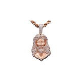 14K Rose Gold Solid Pave Jesus Head Charm 1.94 ctw. Round Diamond Pendant