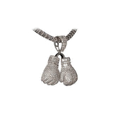 14K White Gold Boxing Gloves Charm 2.79 ctw. Baguette & Round Diamond Pendant