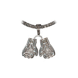 14K White Gold Boxing Gloves Charm 2.79 ctw. Baguette & Round Diamond Pendant