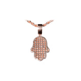 14K Rose Gold Prong Set Hamsa Charm 1.68 ctw. Round Diamond Pendant