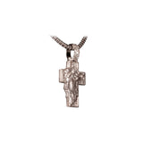 14K White Gold Solid Cross Jesus Face Charm 1.71 ctw. Emerald Cut Diamond Pendant