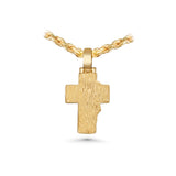 14K Yellow Gold Solid Cross Jesus Face Charm  1.02 ctw. Emerald Cut  Diamond Pendant