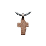 14K Rose Gold Solid Cross Jesus Face Charm 0.96 ctw. Emerald Cut Diamond Pendant