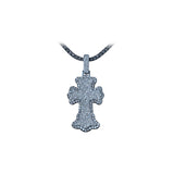 14K White Gold Clover Crown Pave Cross Charm 5.00 ctw. Round Diamond Pendant