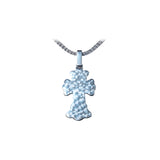 14K White Gold Clover Crown Pave Cross Charm 5.00 ctw. Round Diamond Pendant