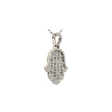 14K White Gold Ladies Hamsa Charm 6.00 ctw. Emerald Cut & Round Diamond Pendant