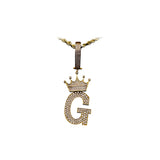 14K Yellow Gold Large Crown LETTER G 8.00 ctw. Round Diamond Pendant