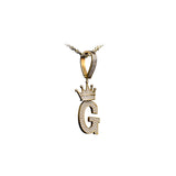 14K Yellow Gold Large Crown LETTER G 8.00 ctw. Round Diamond Pendant