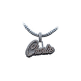 14K White Gold Custom Name Charlie Charm 3.50 ctw. Round Diamond Pendant