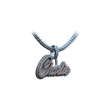 14K White Gold Custom Name Charlie Charm 3.50 ctw. Round Diamond Pendant