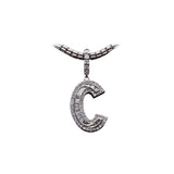 14K White Gold Medium LETTER C 1.50 ctw. Baguette & Round Diamond Pendant