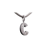 14K White Gold Medium LETTER C 1.50 ctw. Baguette & Round Diamond Pendant