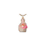 14K Yellow Gold Enamel Religious 3D Virgin Mary Charm 6.30 ctw. Round Diamond Pendant