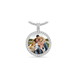 14K White Gold Round Memory Picture Frame Charm 8.60 ctw. Round Diamond Pendant