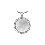 14K White Gold Round Memory Picture Frame Charm 8.60 ctw. Round Diamond Pendant