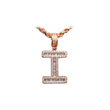 14K Rose Gold Medium LETTER I 1.38 ctw. Baguette & Round Diamond Pendant