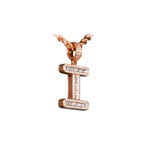 14K Rose Gold Medium LETTER I 1.38 ctw. Baguette & Round Diamond Pendant